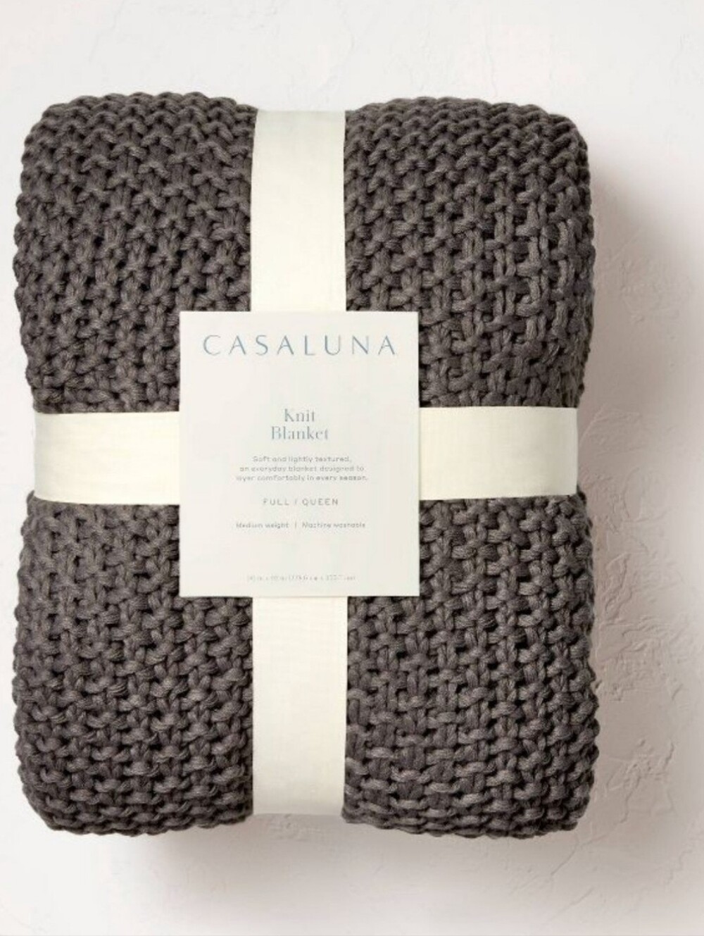 Casaluna Full/Queen Chunky Knit Throw Blanket - Dark Gray